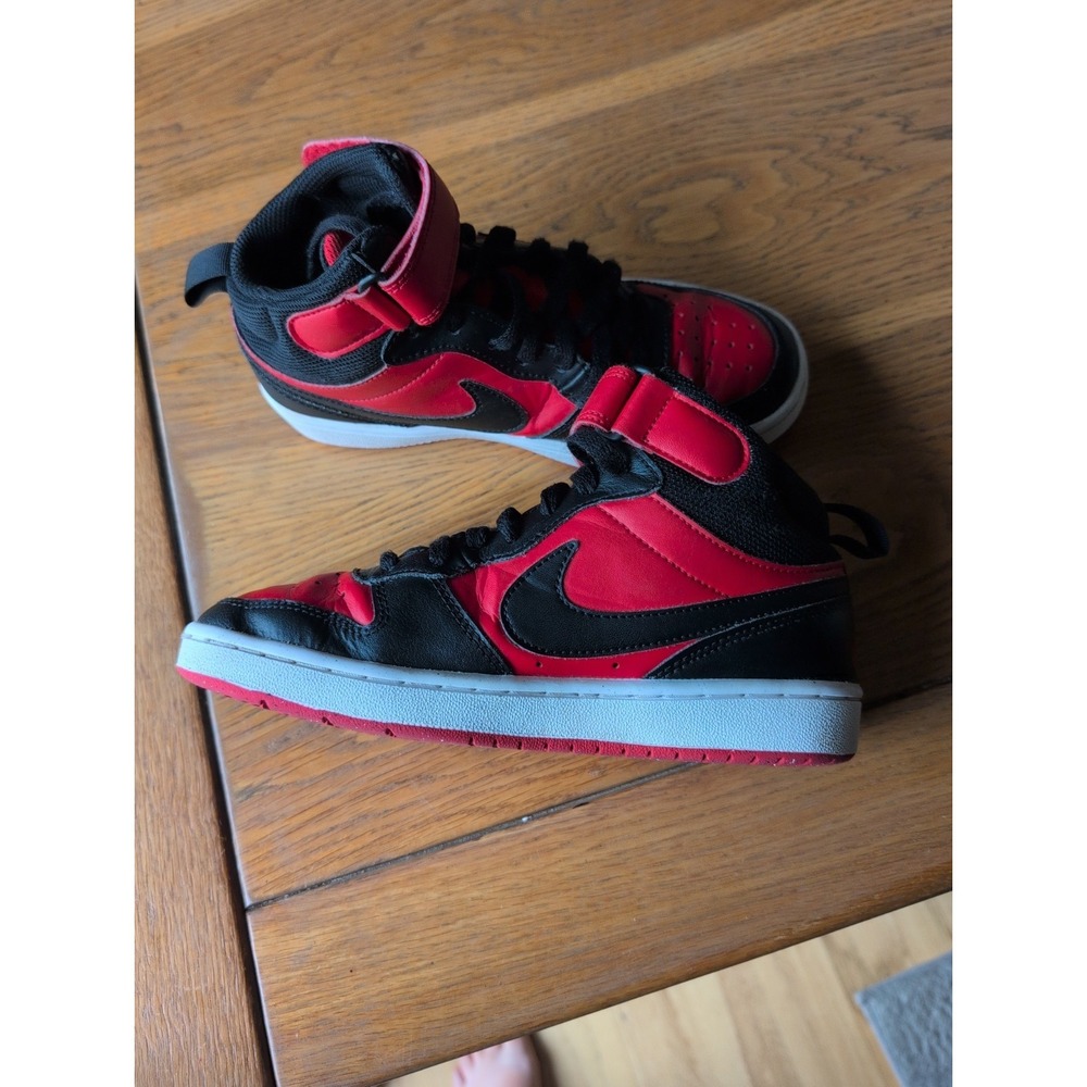 Size 4Y - Nike Court Borough 2 Mid. Red Black White Yr 2023 CD7782-602 GUC - Picture 5 of 9